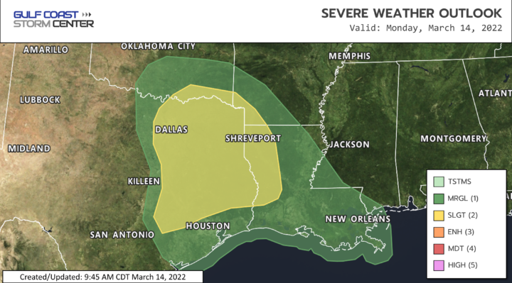 Severe Weather Possible for East Texas, Western Louisiana Later Today ...